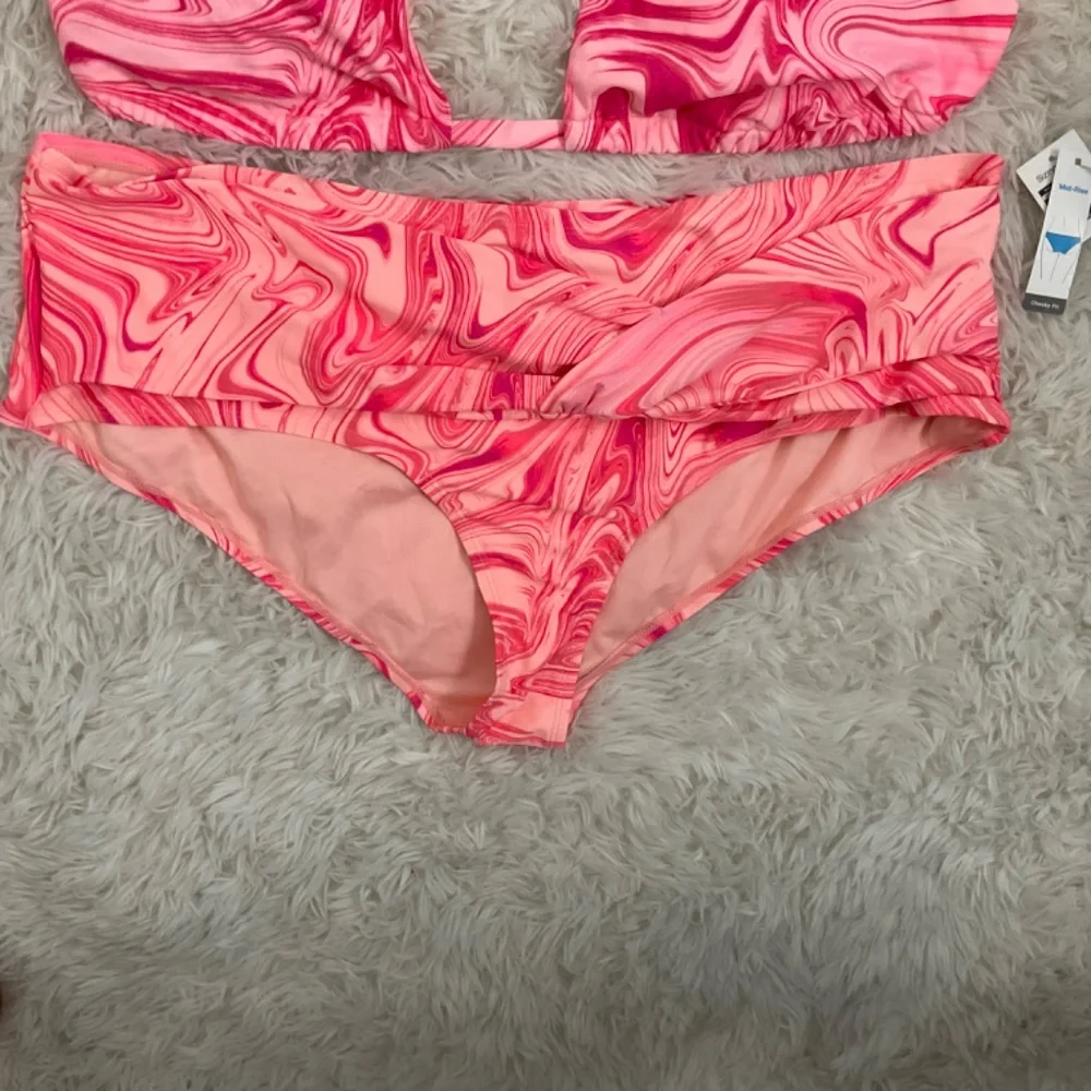 Time and Tru Mid‎ Rise Cheeky Fit Bikini - Pink Marble - Size 3X